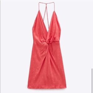 CAMISOLE DRESS WITH KNOT IN CORAL